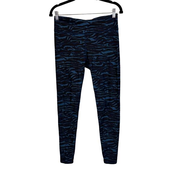 Fabletics Define PowerHold Leggings Womens M Zebra Print Workout Yoga Black Blue - Picture 1 of 7